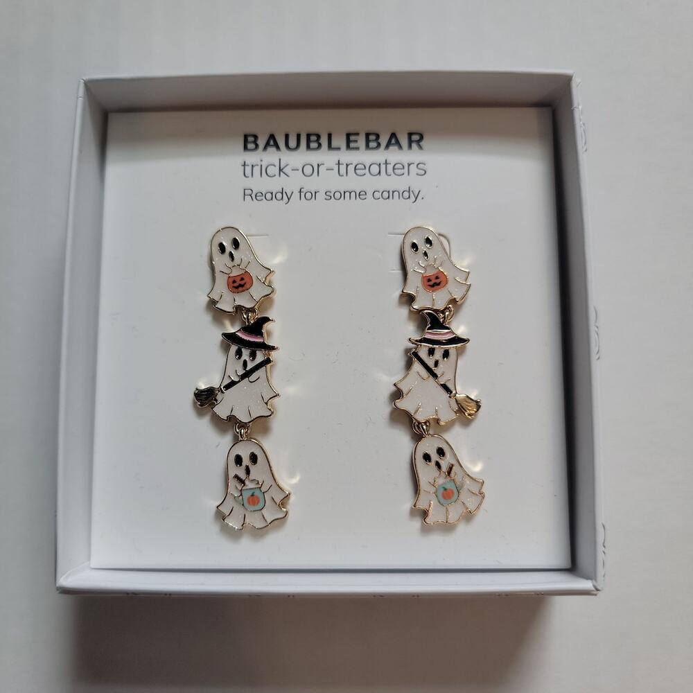 BaubleBar Halloween Ghost Dangle Earrings Trick-or-Treaters NIB